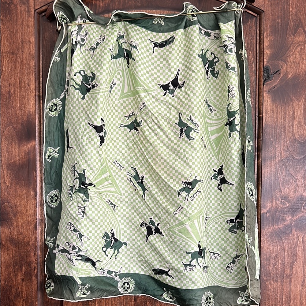 Vintage Equestrian Scarf in Green